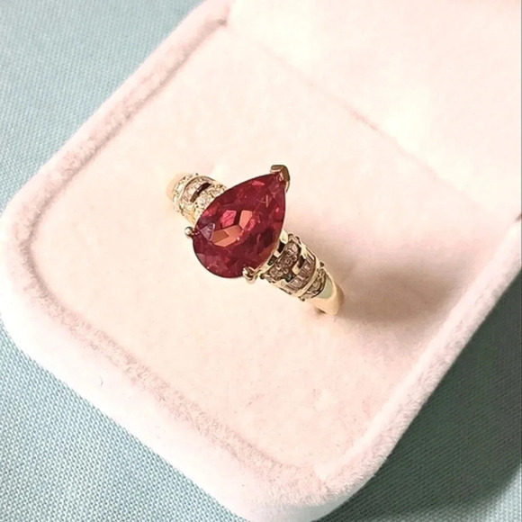 Padparadscha Sapphire & Genuine Moissanite Ring. - Picture 5 of 7